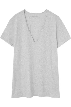 Zadig & Voltaire Koszulki, Kobieta, Szary, M, Bawełna, Story Cl Fishnet Call Me Baby T-Shirt