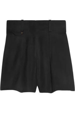 Jacquemus Szorty, Kobieta, Czarny, S, Len, Szorty lniane z wysokim stanem