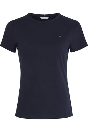 Tommy Hilfiger Koszulki, Kobieta, Niebieski, M, Bawełna, Koszulka 1985 Slim Slub Marine