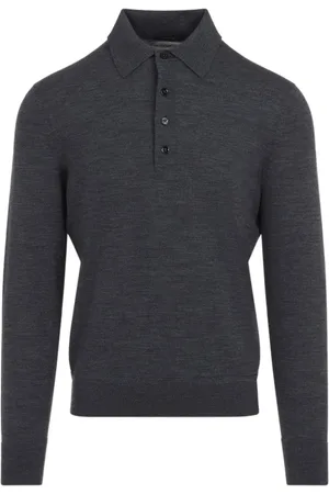 Tom Ford Koszulki, Mężczyzna, Szary, L, Wełna, Wełniana Koszulka Polo