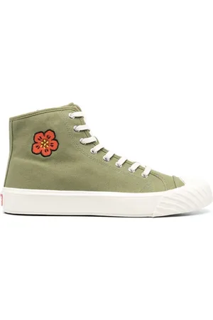 Kenzo Buty, Mężczyzna, Zielony, 40 EU, Bawełna, Sneakersy High-Top z haftowanym motywem