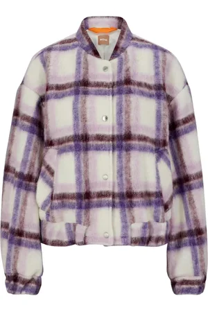 HUGO BOSS Kurtki, Kobieta, Wielobarwność, S, Wełna, Oversize`owa kurtka w kratę z elastycznymi mankietami