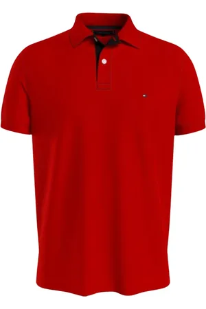 Tommy Hilfiger Koszulki, Mężczyzna, Czerwony, S, Bawełna, Koszulka polo z kontrastową plisą