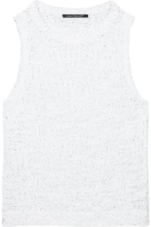Luisa Cerano Swetry, Kobieta, Biały, M, Bawełna, Bouclé Sweter Bez Rękawów Bawełna
