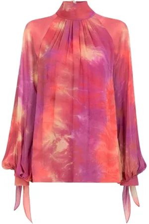 Roberto Cavalli Bluzki, Kobieta, Różowy, XS, Tie-Dye Top z Mock Neck