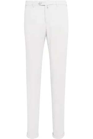 Kiton Spodnie, Mężczyzna, Biały, W42, Bawełna, Elastyczne spodnie slim fit z bawełny stretch