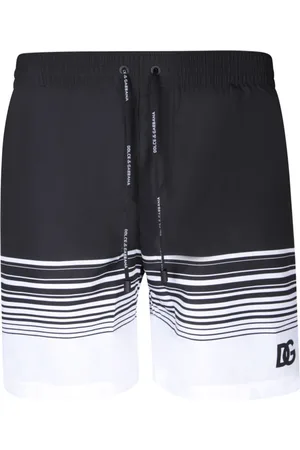 Dolce & Gabbana Stroje kąpielowe, Mężczyzna, Czarny, S, Czarny Paski Kąpielówki Ss 24