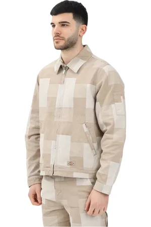 Dickies Kurtki, Mężczyzna, Beżowy, XL, Kurtka Eisenhower w stylu Jacquard beżowa męska