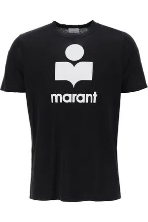 Isabel Marant Koszulki, Mężczyzna, Czarny, S, Len, Karman Logo Linen T Shirt