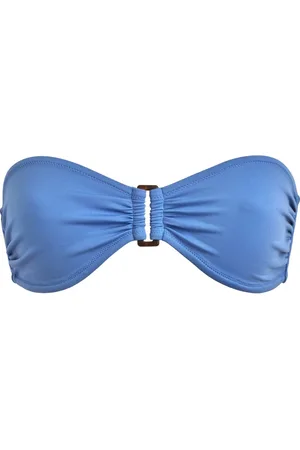 Vilebrequin Stroje kąpielowe, Kobieta, Niebieski, XL, Gładki Bandeau Góra Bikini dla Kobiet