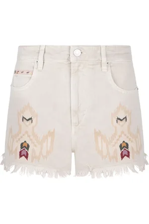 Isabel Marant Szorty, Kobieta, Beżowy, S, Denim, Ecru Jeansyowe Szorty z Haftem