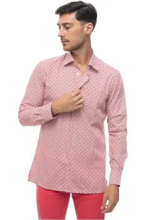 Kiton Koszule, Mężczyzna, Czerwony, M, Koszulka w kratę Casual
