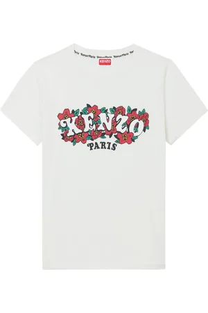 Kenzo Koszulki, Kobieta, Biały, L, Bawełna, Biały T-shirt z bawełny z nadrukiem animacji