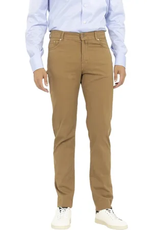 Kiton Spodnie, Mężczyzna, Beżowy, W38, Bawełna, Bawełniane spodnie Slim-fit