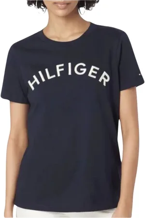 Tommy Hilfiger Koszulki, Kobieta, Niebieski, S, Bawełna, Monotype Embroidered T-Shirt