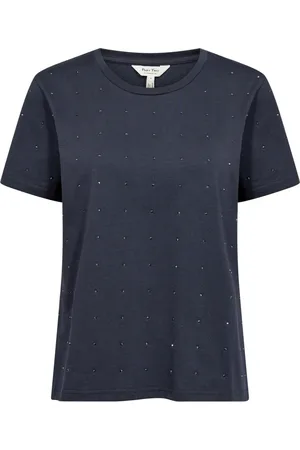 Part Two Koszulki, Kobieta, Niebieski, XL, Bawełna, Navy Shine Hot Fix Tee