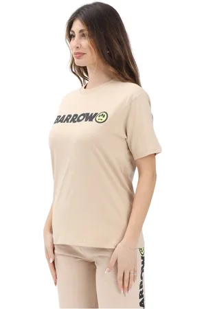 BARROW Koszulki, Kobieta, Beżowy, S, Beżowy T-shirt z uśmiechniętą minką