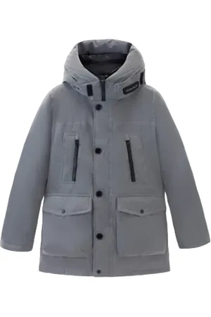 Woolrich Płaszcze, Mężczyzna, Szary, L, Bawełna, Odblaskowa Szara Parka Arktyczna Evolution