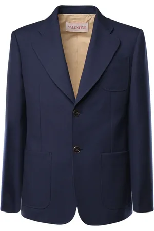 VALENTINO GARAVANI Kurtki, Mężczyzna, Niebieski, L, Wełna, Slim Fit Blazer