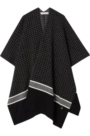 BUSNEL Kurtki, Kobieta, Czarny, ONE SIZE, Wełna, Poncho w kratę