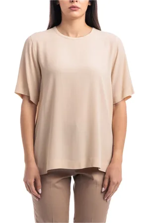 SEVENTY BY SERGIO TEGON Koszulki, Kobieta, Beżowy, M, T-shirt z jedwabną mieszanką i krótkim rękawem
