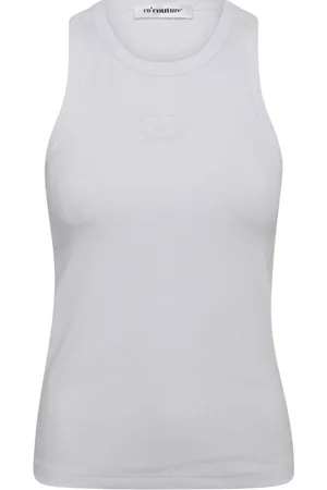 Co`Couture Koszulki, Kobieta, Biały, M, Len, Top z haftem - stylowa podstawa garderoby