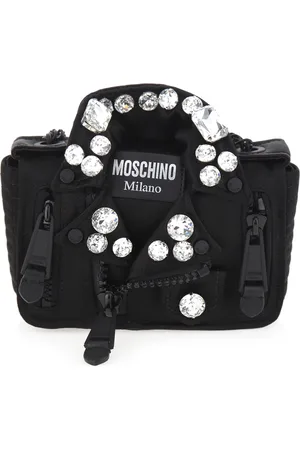 Moschino Torebki, Kobieta, Czarny, ONE SIZE, Czarna Biker Bag z Kamieniami