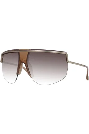 Max Mara Akcesoria, Kobieta, Żółty, ONE SIZE, Złote okulary przeciwsłoneczne Aviator z gradientowymi szkłami