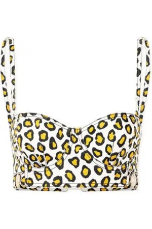 Paco rabanne Koszulki, Kobieta, Wielobarwność, S, Leopard Print Bralette Top