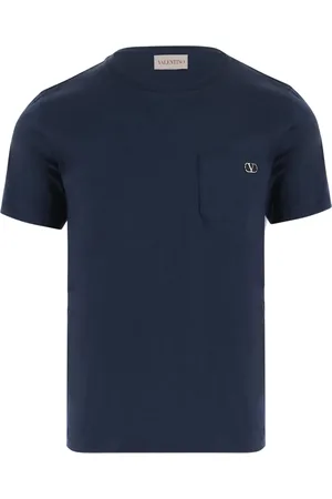 VALENTINO GARAVANI Koszulki, Mężczyzna, Niebieski, S, Bawełna, T-shirt z kieszenią na piersi