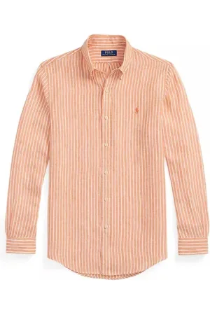 Ralph Lauren Koszule, Mężczyzna, Pomarańczowy, 2XL, Koszula w paski z długim rękawem