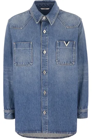 VALENTINO GARAVANI Koszule, Mężczyzna, Niebieski, S, Denim, Denimowa Koszula