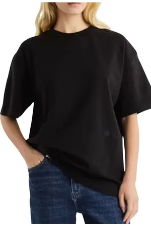 Tommy Hilfiger Koszulki, Kobieta, Czarny, S, Bawełna, Lekki T-shirt z okrągłym dekoltem z bawełny interlock