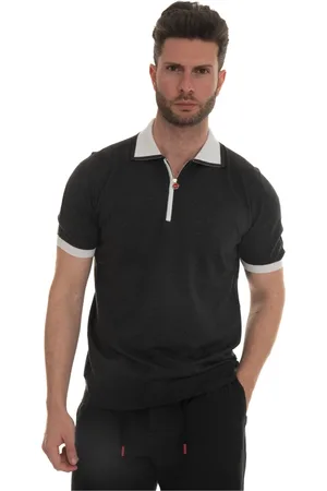 Kiton Koszulki, Mężczyzna, Czarny, L, Bawełna, Polo z krótkim rękawem i krótkim zamkiem