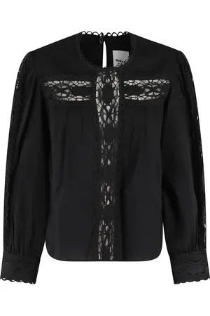 Isabel Marant Bluzki, Kobieta, Czarny, M, Czarna bluzka z haftem na rękawach