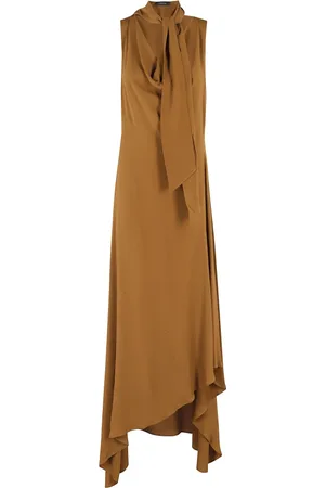 FEDERICA TOSI Sukienki, Kobieta, brązowy, S, Amber Crepe de Chine Sukienka