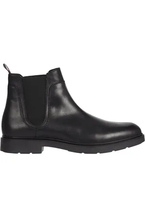 Tommy Hilfiger Buty, Mężczyzna, Czarny, 43 EU, Skóra, Botki Chelsea z zaokrąglonym noskiem