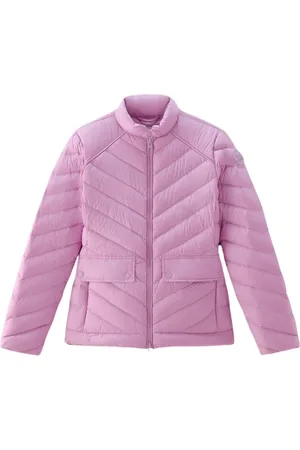Woolrich Kurtki, Kobieta, Fioletowy, L, Krótka kurtka pikowana w chevron