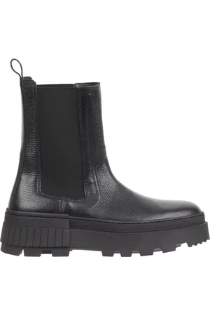 Tommy Hilfiger Buty, Mężczyzna, Czarny, 46 EU, Skóra, Czarne masywne botki Chelsea