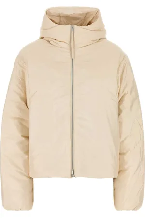 Jil Sander Kurtki, Kobieta, Beżowy, S, Nylon, Puchowa kurtka z wysokim kołnierzem