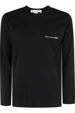 Comme des Garçons Koszulki, Mężczyzna, Czarny, S, Czarna koszulka z długim rękawem z logo