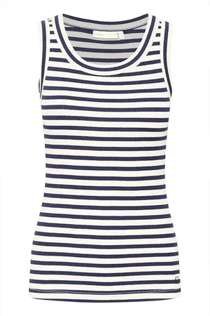 INWEAR Koszulki, Kobieta, Niebieski, XS, Bawełna, Pasiasty Top na Ramiączkach