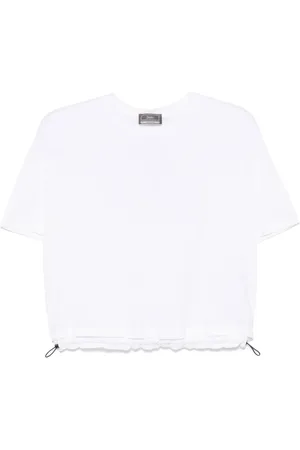 HERNO Koszulki, Kobieta, Biały, XS, Nylon, T-shirt z nylonowym detalem