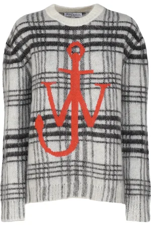 J.W.Anderson Swetry, Kobieta, Biały, S, Wełna, Sweter z okrągłym dekoltem