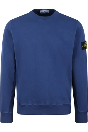 Stone Island Bluzy, Mężczyzna, Niebieski, 2XL, Bawełna, Bawełniana bluza dresowa crewneck z wypukłymi szwami