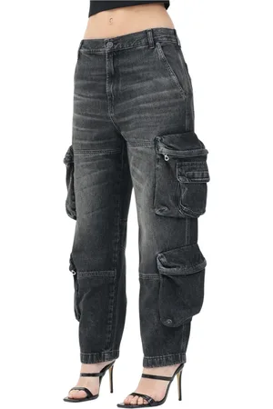 Diesel Jeansy, Kobieta, Czarny, M, Denim, Czarne Jeansyy Cargo Proste Nogi