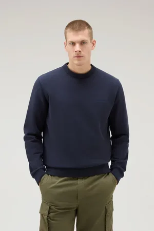 Woolrich Bluzy, Mężczyzna, Niebieski, S, Logo Script Crewneck