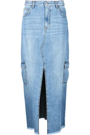 ANIYE BY Spódnice, Kobieta, Niebieski, W28, Denim, Dżinsowa spódnica ołówkowa z kieszeniami na zamek błyskawiczny