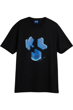 Karl Lagerfeld Koszulki, Mężczyzna, Czarny, M, Bawełna, T-shirt Regular z Monogramem 3D