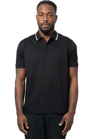 Armani Exchange Koszulki, Mężczyzna, Czarny, 2XL, Bawełna, Czarna polo z merkeryzowanej bawełny